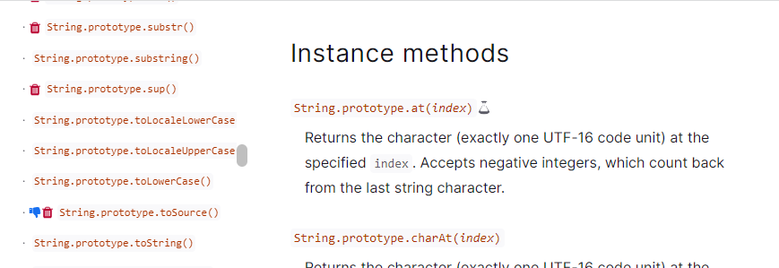 This image shows an example of deprecated, experimental and non-standard methods.