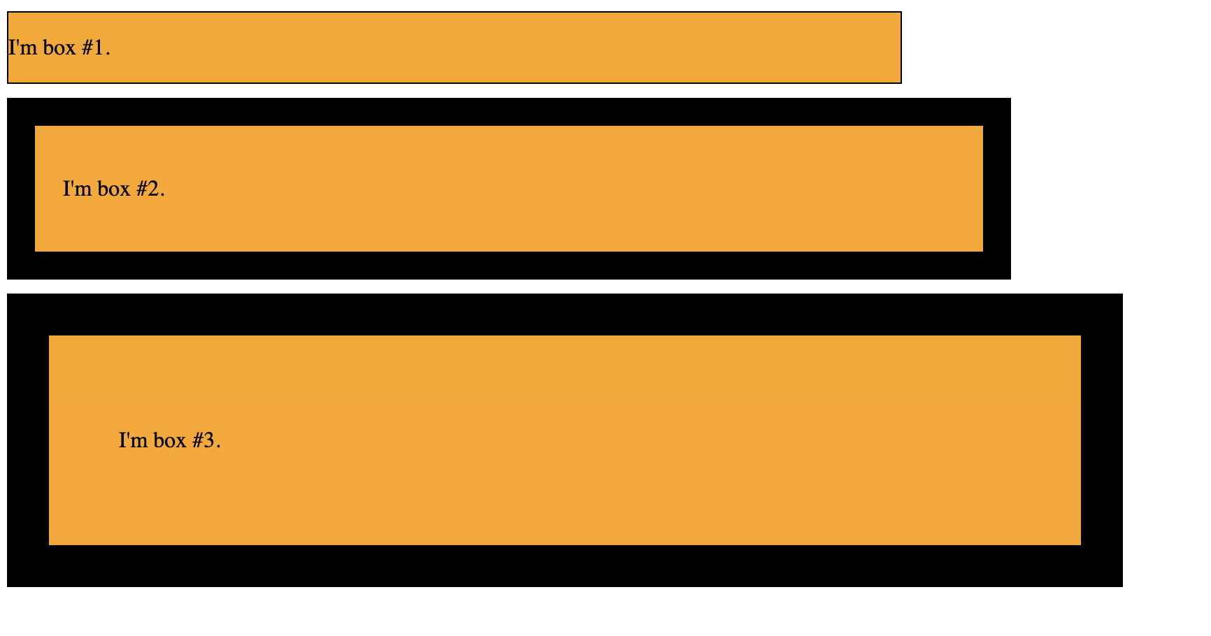 Each box has a different width despite being set to 50% width.