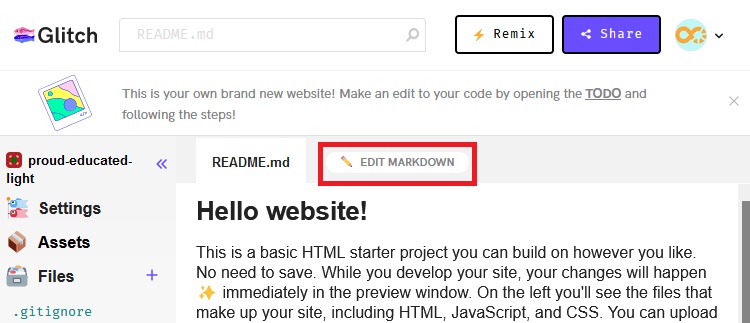 click the &#39;edit markdown&#39; button above that file&#39;s preview