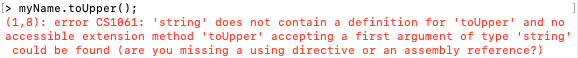 Error that tells us that a method doesn&#39;t exist because of incorrect casing.