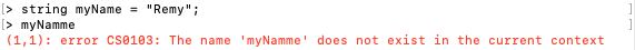 Error that tells us that a variable doesn&#39;t exist, because of a typo.