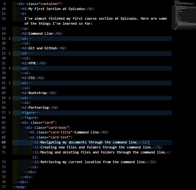 Code in cards is folded so that only rows and columns are showing.