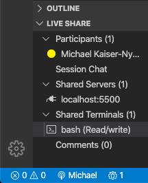  You can click on terminal beneath &quot;Shared Terminals.&quot; 