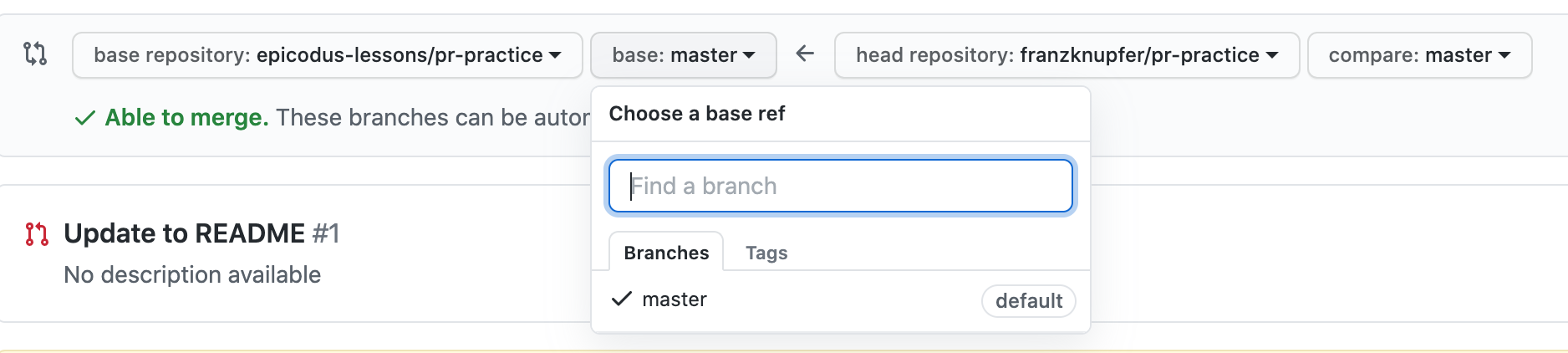 Making a PR from the fork.