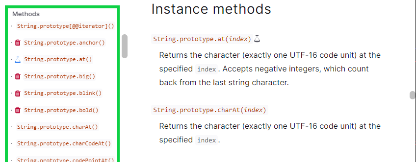 This image shows the &quot;Methods&quot; section highlighted in green.