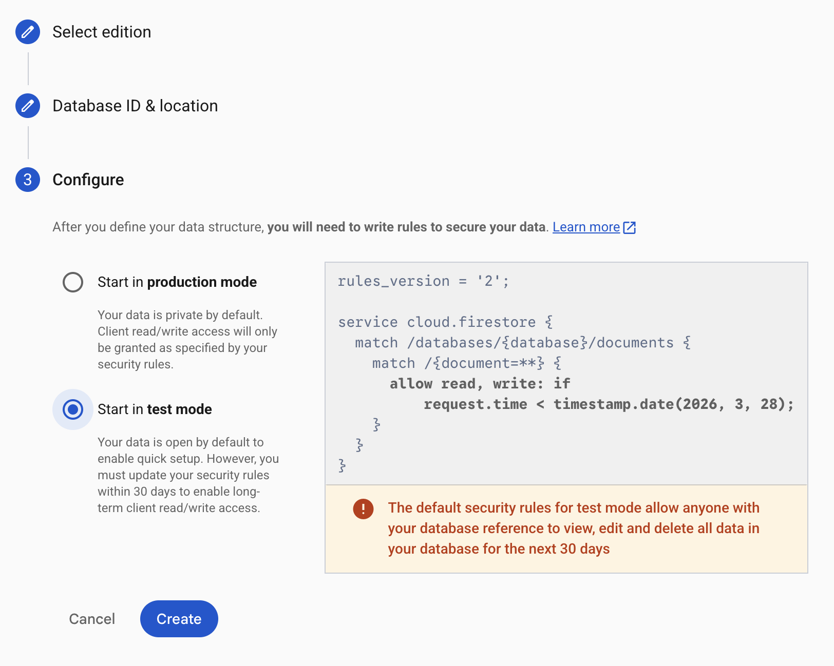 Click on Start in test mode.
