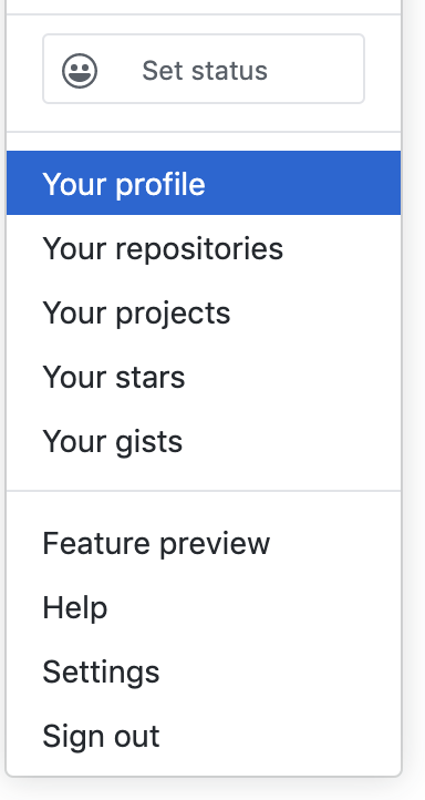 Select &quot;Your profile&quot; from the dropdown in the upper right.